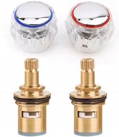 2X POKRĘTŁO KUREK UCHWYT BATERII KRANU POKRĘTŁA + GŁOWICE CERAMICZNE