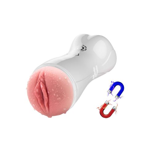 Masturbator-Boss Series-Vibrating and Flashing Masturbation Cup USB 7+7 Function / Talk Mode (White) na Arena.pl