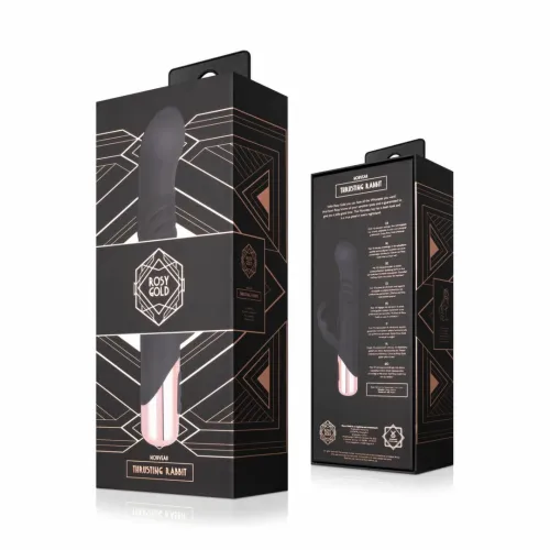 rosy gold rabbit thrusting system black - 10 trybow, silikon, usb na Arena.pl