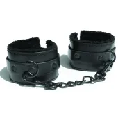 s&m shadow kajdanki z futerkiem, czarne, 23 cm, vegan leather