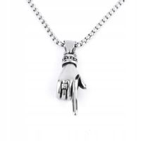 NASZYJNIK Srebrny Stal Łańcuszek DŁOŃ PALEC 374