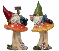 2x KRASNAL OGRODOWY OZDOBA FIGURA DO OGRODU 17cm DEKORACJA MUCHOMOR ZESTAW