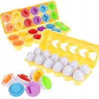 Sorter Jajka Układanka Edukacyjna Montessori Dopasuj Kształty Kolory 12 Jaj