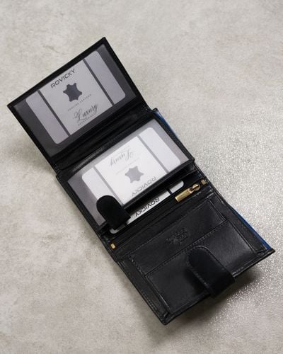 skórzany portfel męski na karty z systemem rfid protect— rovicky na Arena.pl