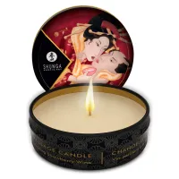 shunga romance świeca do masażu sojowa truskawkowe wino 30ml
