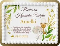 OPŁATEK NA TORT KOMUNIJNY PROSTOKĄTNY KOMUNIA
