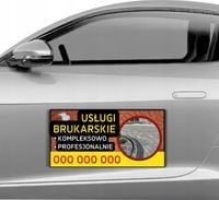 Magnes na samochód reklama magnetyczna 60x30 cm USŁUGI BRUKARSKIE