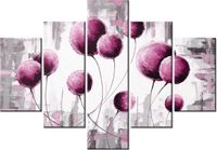 70 100CM OBRAZ 5 ELEM ABSTRAKCYJNE DMUCHAWCE FUKSJI DRUK PŁÓTNO