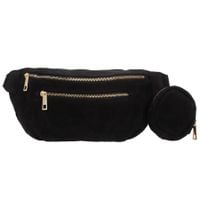 VERA PELLE nerka zamszowa saszetka biodrówka z portfelikiem V716 czarna