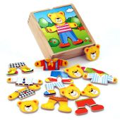 VIGA Drewniana Ukladanka Puzzle Ubierz Misia
