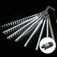 Zewnętrzne lampki deszcz meteorytów 1152 LED 10 m ciepłe do przytulnego klimatu