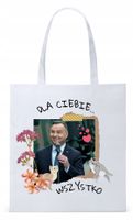 Prezydent Andrzej Duda Torba Eco Biała Shopper Z Nadrukiem Ze Zdjęciem