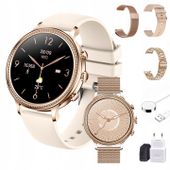 ELEGANCKI ZŁOTY SMARTWATCH ZEGAREK ROZMOWY MENU PL