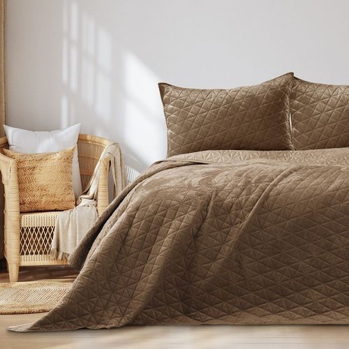 Narzuta na łóżko LAILA Velvetowa 240x260 cappuccino AmeliaHome na Arena.pl