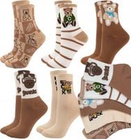 5x Skarpetki Damskie Kolorowe Skarpety Bawełna Anty-Potliwe Zabawne Wzory