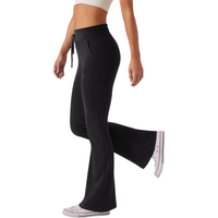 Legginsy dzwony damskie spodnie do jogi wysoki stan czarne sportowe S