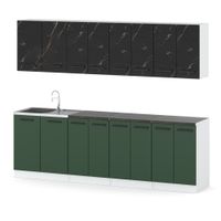Kuchnia Modułowa Z Blatem Vero 2.6m Zestaw San Sebastian Butelkowa Zieleń