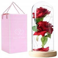 WIECZNA RÓŻA W SZKLE ŚWIECĄCA LED PREZENT +PUDEŁKO