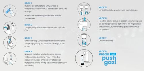 Saturator do wody Dafi PushAir + 2x butelka 0,7 L + nabój CO2 zestaw czarny na Arena.pl