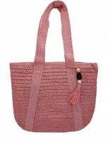 Maxfly - modna pleciona torebka chwost jasny różowy L0105