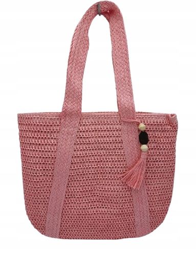 Maxfly - modna pleciona torebka chwost jasny różowy L0105 na Arena.pl