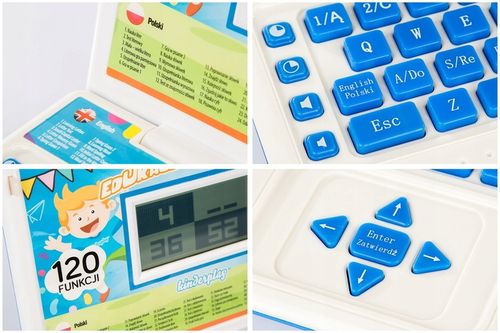KINDERPLAY LAPTOP DLA DZIECI EDUKACYJNY DO NAUKI LITEREK LICZENIA 120 OPCJI na Arena.pl