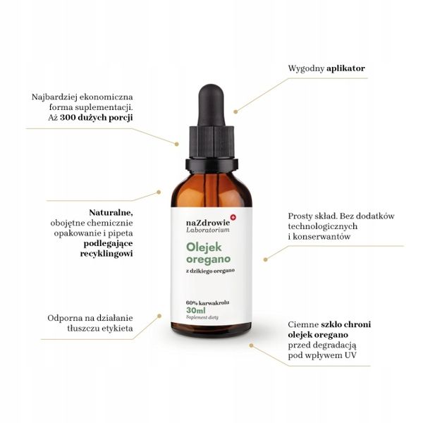 OLEJEK OREGANO 30ml z dzikiego oregano 60% karwakrolu NATURALNY 100% czysty zdjęcie 5