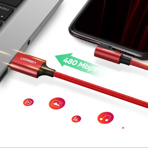 Kabel przewód kątowy iPhone Lightning - USB-A MFi 2.4A 1m - czerwony na Arena.pl
