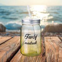 Szklanka Mason Jar z Twoim nadrukiem ze szkła z limonkowym dnem