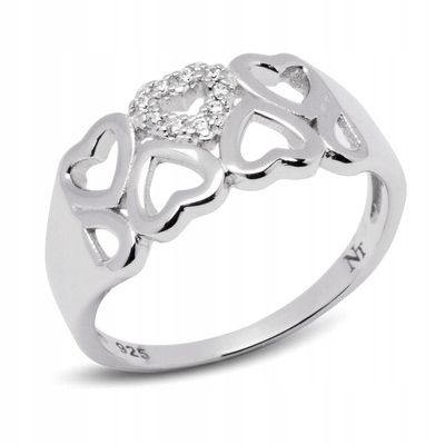 Pierścionek Obrączka Srebrna z Serduszkami zdjęcie 1