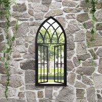 Lustro ogrodowe, czarne, 100x45 cm, żelazne