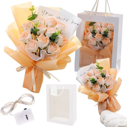 Flower Box elegancki bukiet róże mydlane w torebce led na prezent na Arena.pl