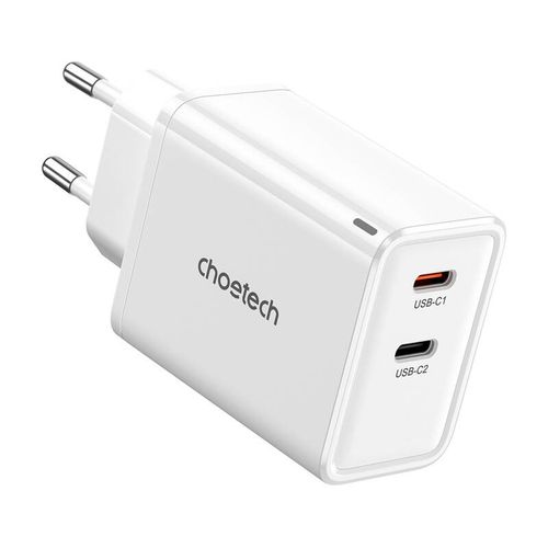 Ładowarka sieciowa Choetech PD6013, GaN, 2x USB-C,  PD65W (biała) na Arena.pl