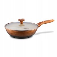 Duża PATELNIA GŁĘBOKA 28cm patelnia NA INDUKCJĘ WOK pokrywka Texture Copper