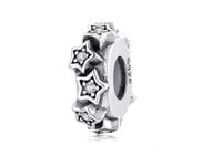 Rodowany srebrny charms do pandora kółko circle ring gwiazdki stars białe cyrkonie srebro 925 GS180