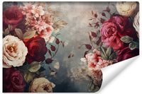 Fototapeta Do Sypialni KWIATY Róże Piwonie Styl Vintage 400cm x 280cm