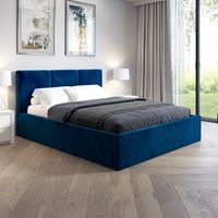 Łóżko tapicerowane GRANATOWE 160x200 + POJEMNIK LENS