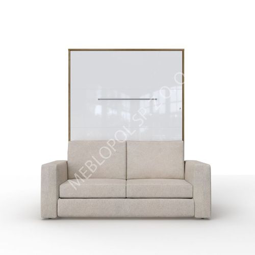 Półkotapczan MEBLOPOL 140V pionowy z sofą dąb/biały połysk z LED na Arena.pl