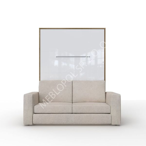 Półkotapczan MEBLOPOL 140V pionowy z sofą dąb/biały połysk z LED zdjęcie 1