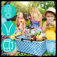 kosz na plaże piknik biwak termiczny duży 30 litrów błękitny w kropki