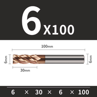 Frez TiSiN 4 ostrza Z-4 do stali nierdzewnej do 55HRC Roz. Ø6x30x6Dx100L