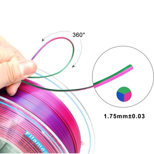 Filament do Drukarki 3D PLA Silk Jedwabny Trójkolorowy 1.75mm 1kg na Arena.pl