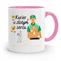 Kubek Różowy Dla Kuriera O Złotym Sercu Prezent Z Nadrukiem Ze Zdjęciem