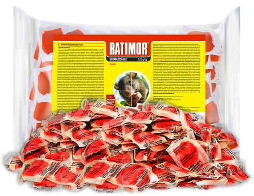 RATIMOR NA MYSZY PASTA CZERWONA NA SZCZURY 1,5KG BROMADIOLONE na Arena.pl