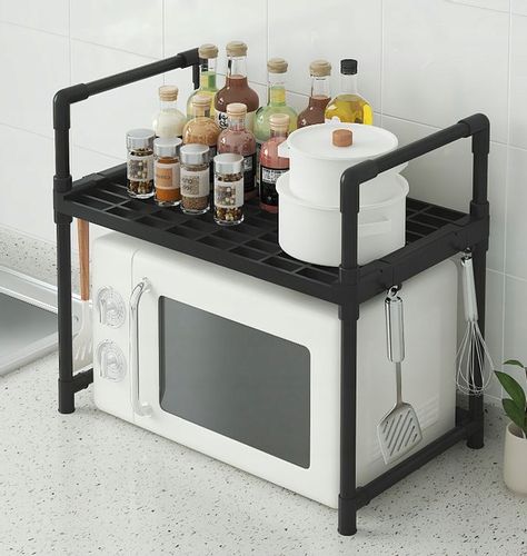 PÓŁKA KUCHENNA pod mikrofalówkę ORGANIZER CZARNA 2poziomy 48cm REGAŁ na Arena.pl