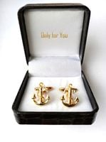 Złote spinki do mankietów Exciting Kotwica Marine Kapitańskie Żeglarskie