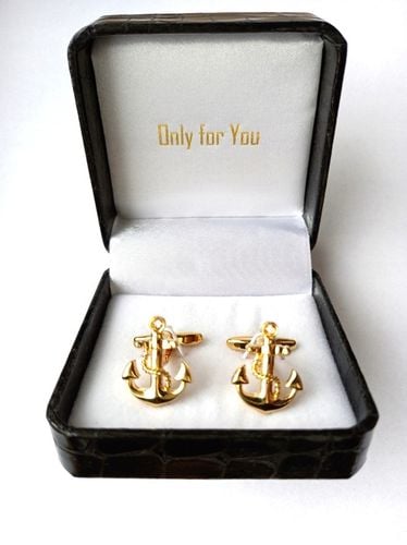 Złote spinki do mankietów Exciting Kotwica Marine Kapitańskie Żeglarskie na Arena.pl