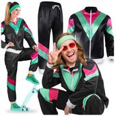 LATA 80 I 90 PRZEBRANIE RETRO KOSTIUM CZARNY DRES STRÓJ DISCO ROZMIAR