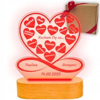 PREZENT NA WALENTYNKI DLA CHŁOPAKA DZIEWCZYNY grawerowana lampka nocna LED