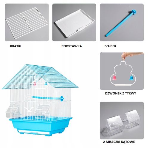 KLATKA DLA PTAKÓW METALOWA MAŁA 39x23x30cm BIAŁA na Arena.pl